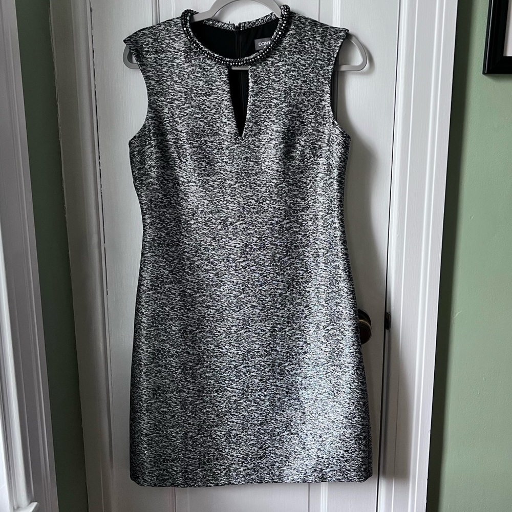 Donna Ricco key Hole Sleeveless Monochrome Textured Midi Dress Women’s Size 4